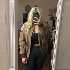 Brown Vintage Bomber Jacket by Learsi